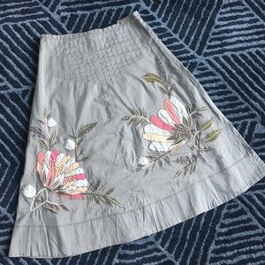 Boho Embroidered Appliqué Midi Skirt